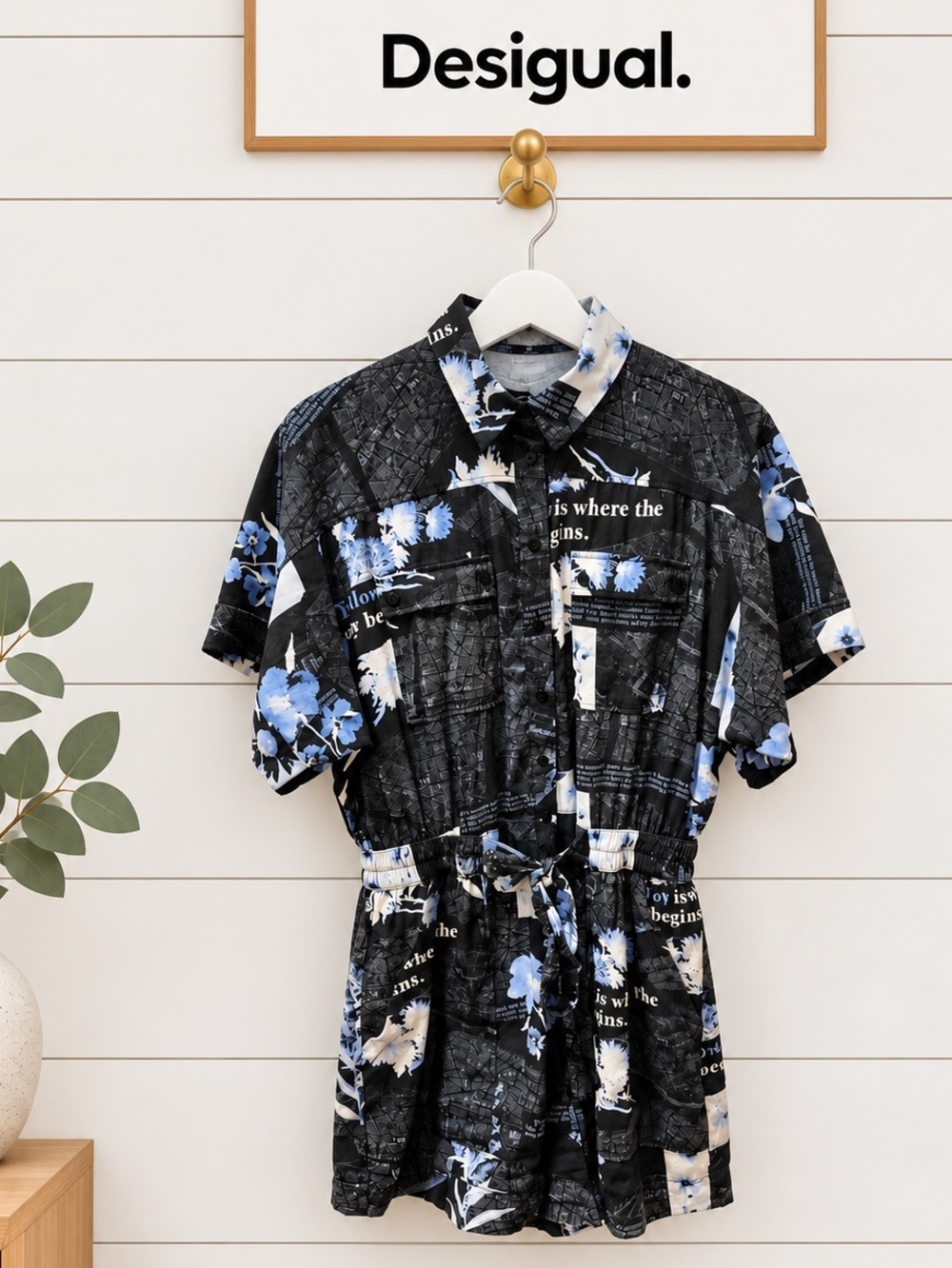 DESIGUAL Printed Belted Romper XL